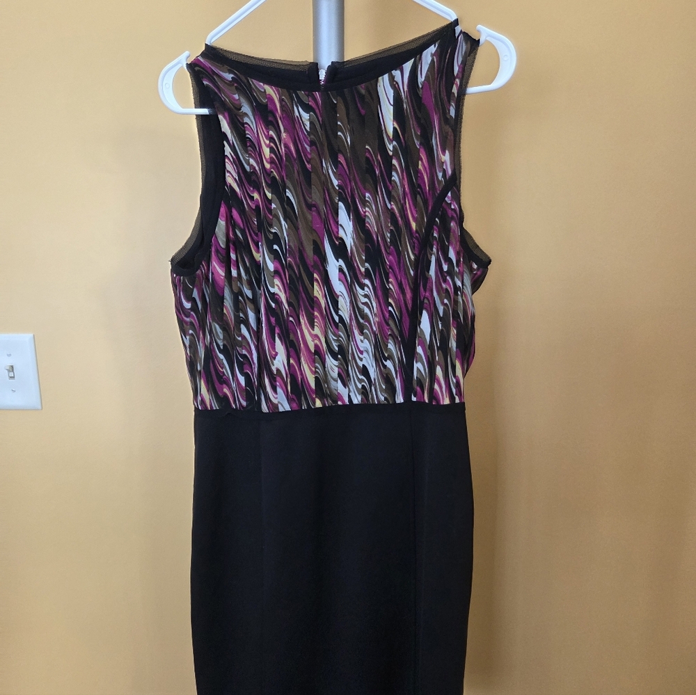 Maggy London Pink and Black Midi Dress